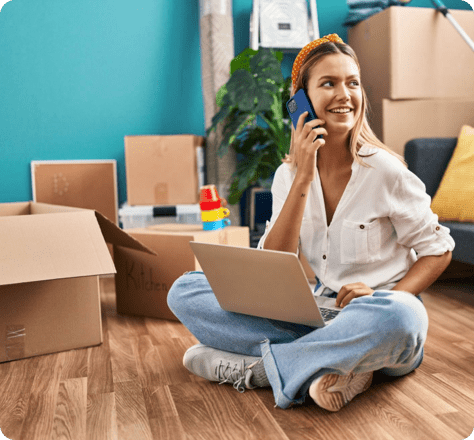 Woman on the floor with laptop